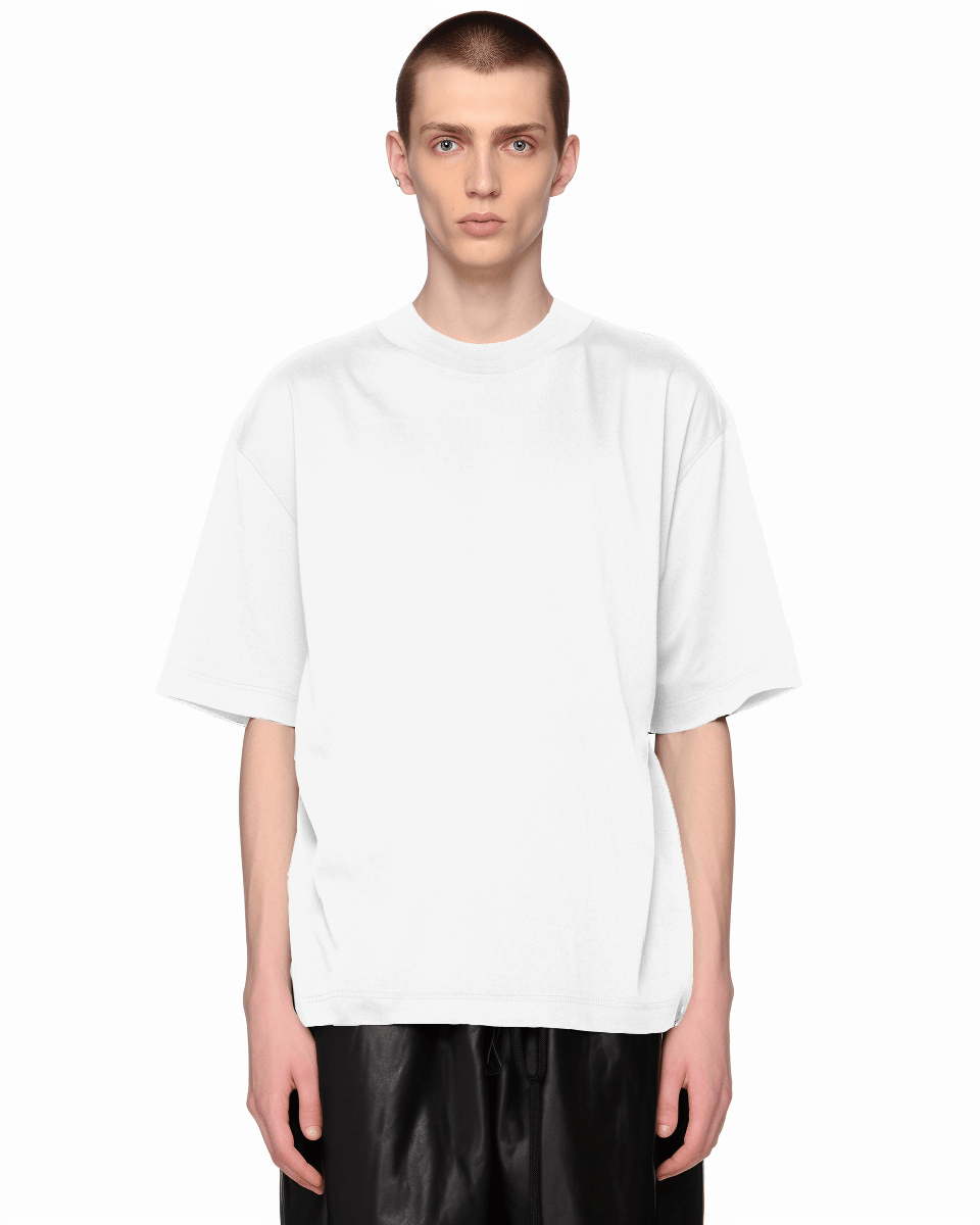 Superconscious Oversized High Collar Boxy T-Shirt - White -