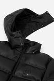 Wasted Paris Puffer Hood Faux Leather - Black - JACKETS