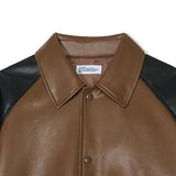 Partimento [Vegan Leather] Raglan Varsity Jacket - Brown - SUPERCONSCIOUS BERLIN