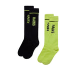Rains Logo Socks 2-pack - Digital Lime / Black Digital Lime